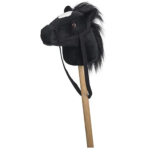 JT International Plush Stick Horse with Sound Black