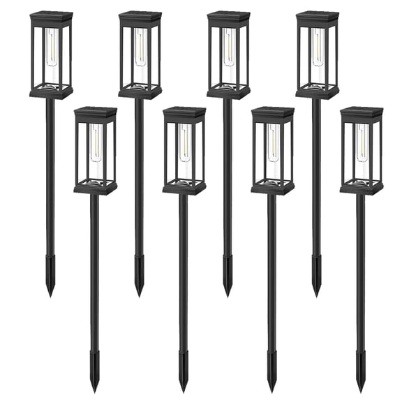 JT MOROLUX Solar Pathway Lights Outdoor LED Garden Stake Light with Automatic Charging Black Warm White Waterproof Ground Mount Landscape Lighting