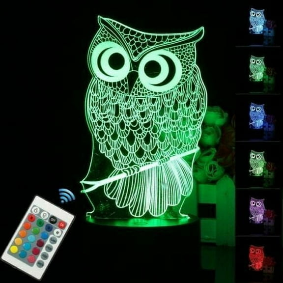 JT OWL 3D Night Light Multi 7 Color Changing Illusion Lamp for Children Kids Girls Boys and a perfect Home Dcor Gift