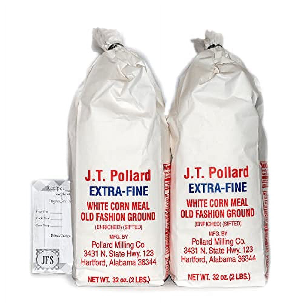JT Pollard ExtraFine White Cornmeal 2 X 32 Cornmeal Bags d With A