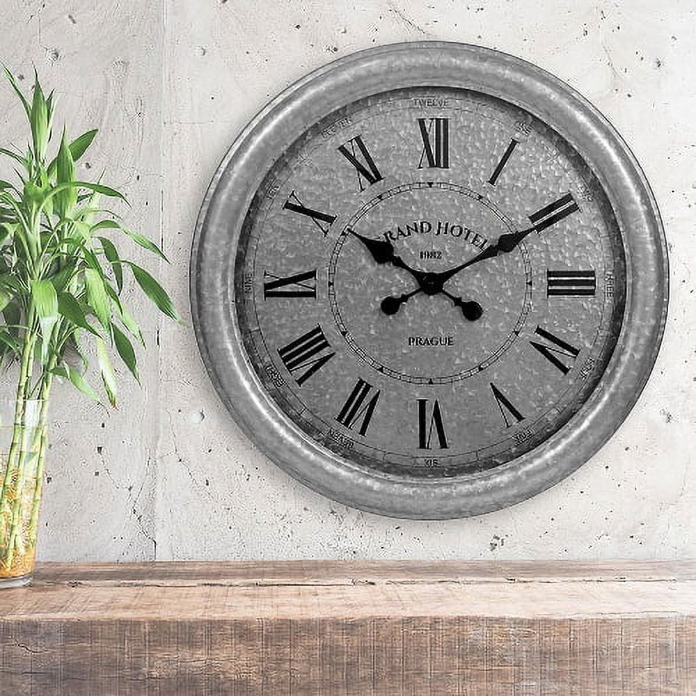 JT Rose & Co. 27" BLACK Galvanized Wall Clock, SC1002