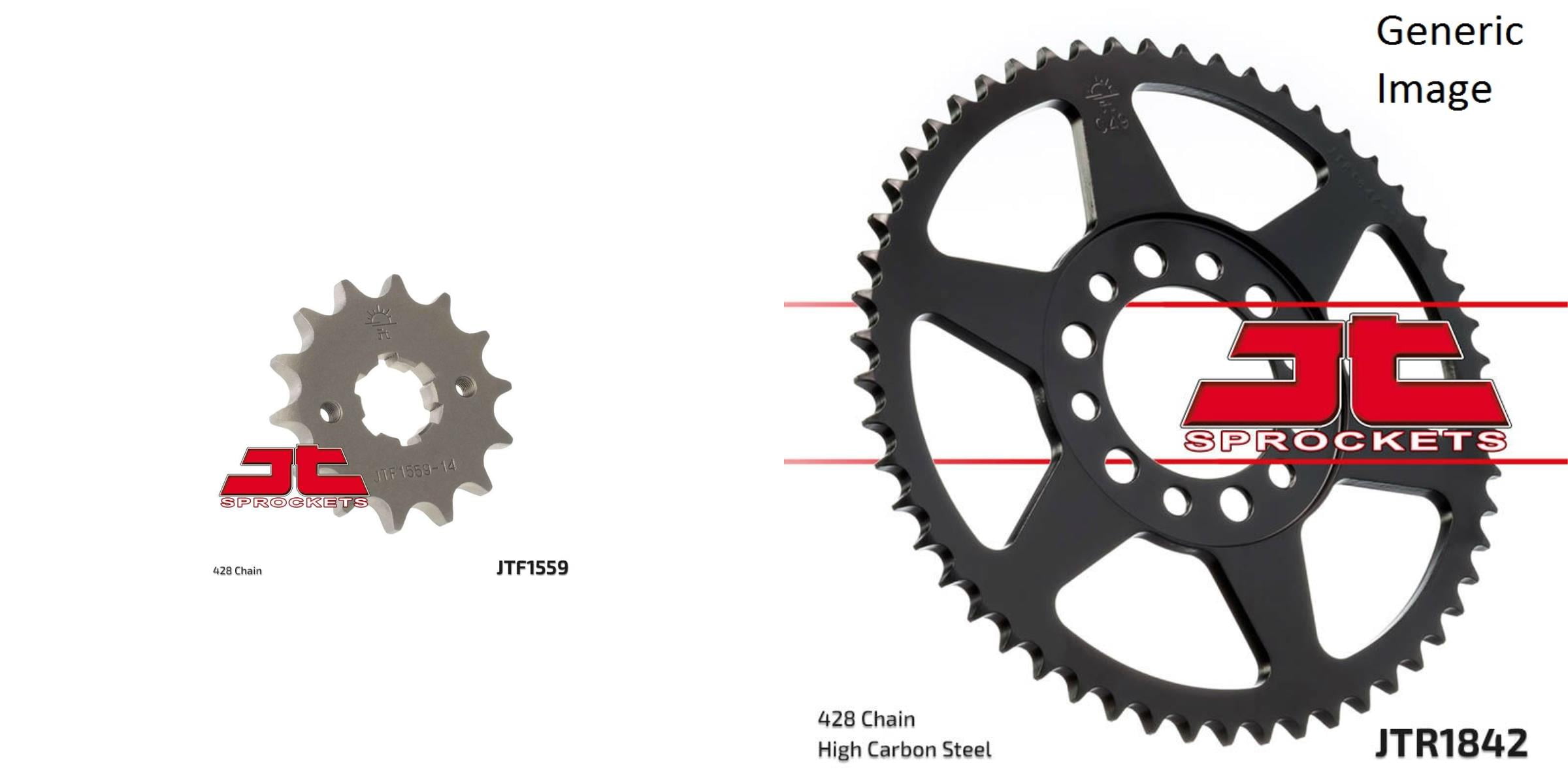 JT SPROCKETS Front and Rear Steel Sprocket Kit for OffRoad YAMAHA TW200