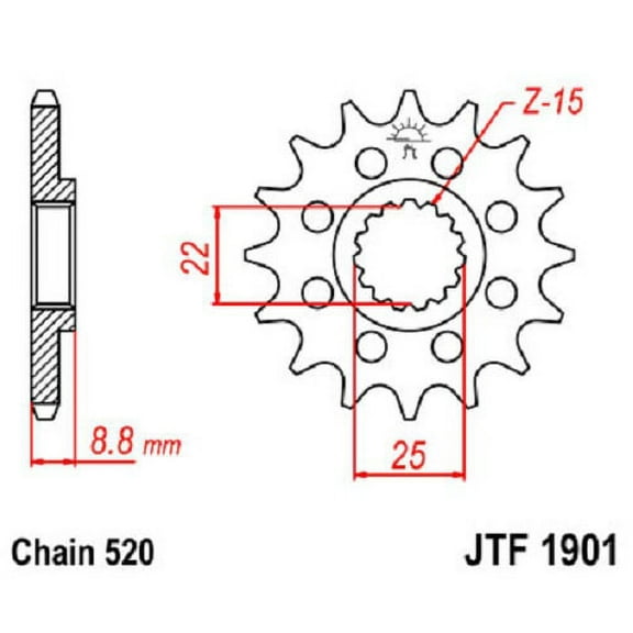 JT Front Sprocket | 13 Tooth | 520 | Steel | Lightweight (JTF1901.13)