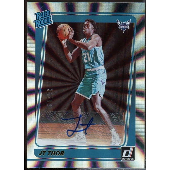 JT Thor Rookie /99 Card 2021-22 Donruss Rated Rookies Autograph Holo Laser #222