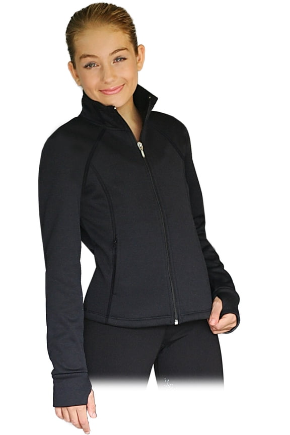 JT98 Princess Seam Fitted Figure Skating Jacket with Zipper Pocktes & Thumb Holes (Size AS)