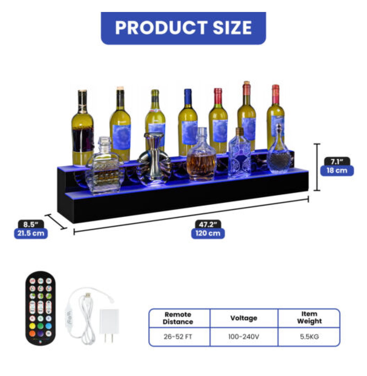 Wine Rack With Led JTAOT 2 Display Shelf Liquor Bottle Wine Rack LED Lamp Bar Black ...