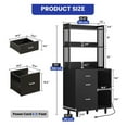 thumbnail image 1 of JTAOT 25" Filing Cabinet With Lights & Power Hub 3 Drawers Bookshelf File Office Storage, 1 of 6