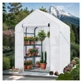 thumbnail image 1 of JTAOT 8 Shelves Walk In Portable 56"x56"x76" Greenhouse With 3 Tiers Storage White House, 1 of 8