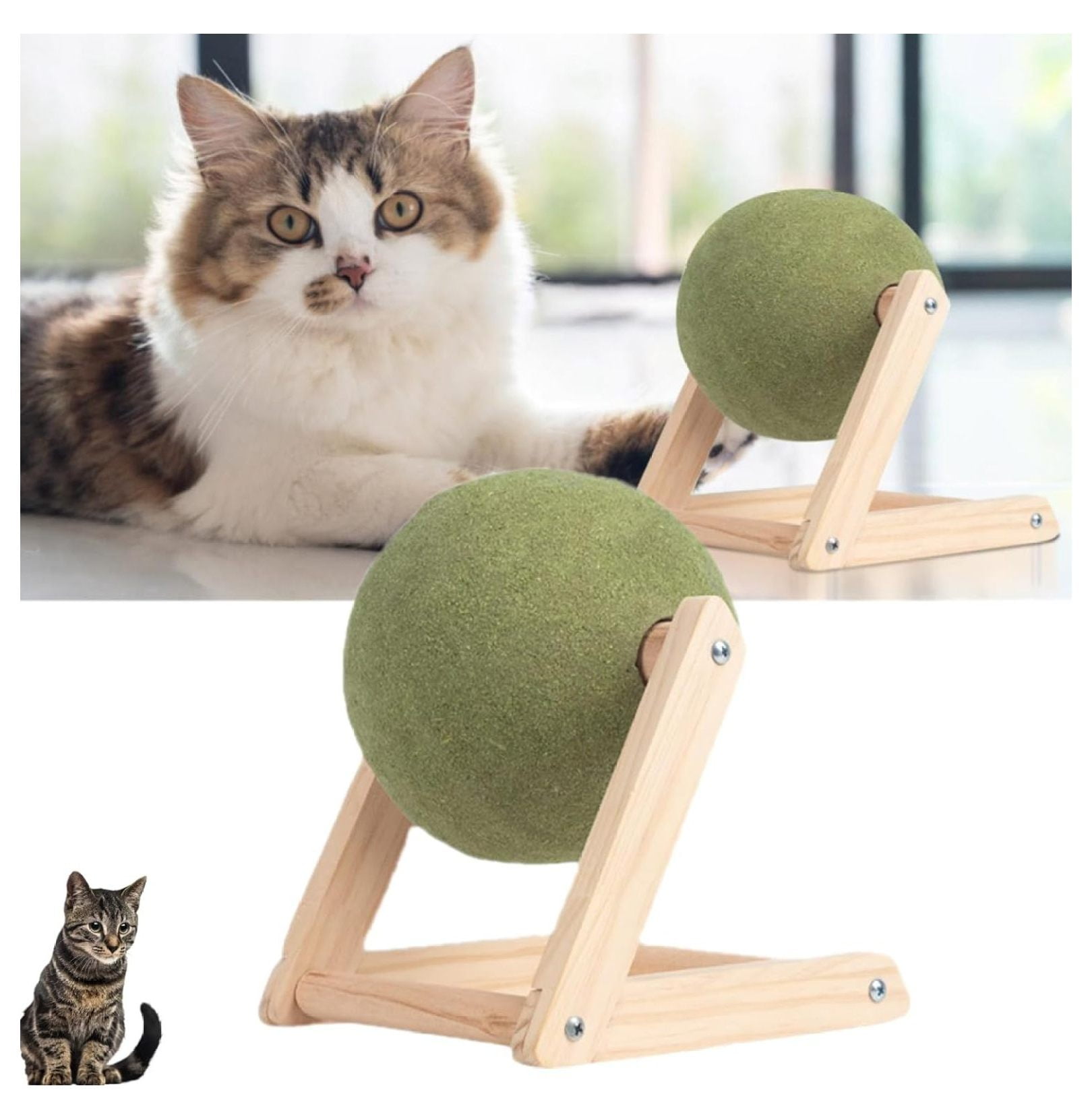 JTAOT Giant Catnip with Wood Stand, Catnip Floor Toy, Giant Cat Mint ...