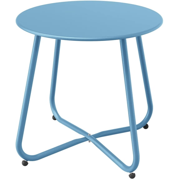 JTAOT Outdoor All Weather Resistant Round End Table, Blue