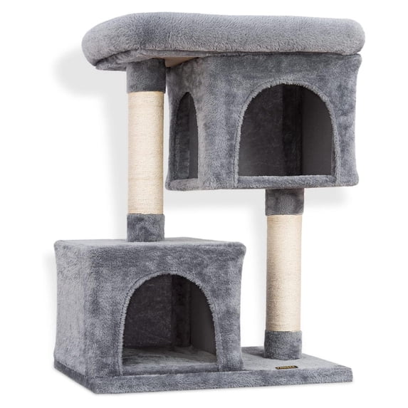 JTAOT Tall Cat Tree Tower - 33" Cat Tower for Indoor Cats - 2 Cat Condos, Sisal Cat Scratching Posts, with Large Plush Cat Perch - Cat Tree for Large Cats & Small, Cat Tree for Indoor Cats to Play