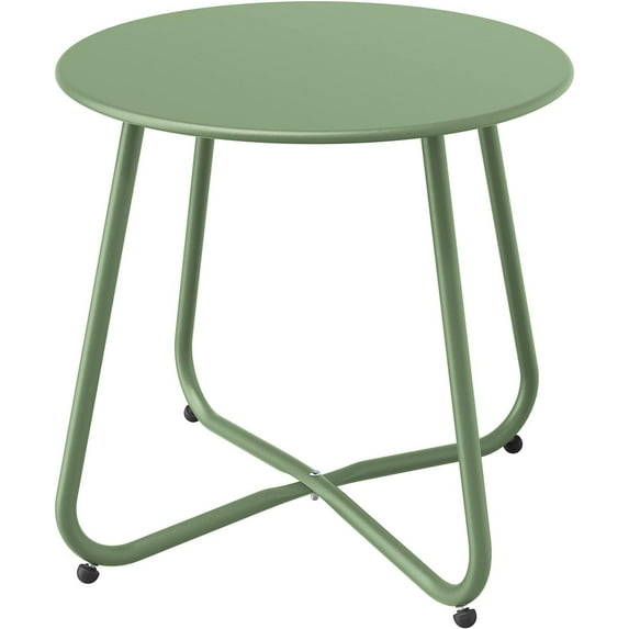 JTAOT Trendy UV-protected Powder Coated Steel Round End Table, Sage Green