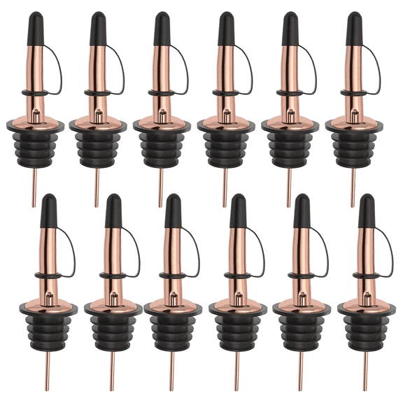 JTCAREERS 12 Pack Liquor Pour Spout, Pour Spouts for Bottles , Premium Stainless Steel Liquor Pour Spouts with Dust Caps, Leakproof & Easy-Clean for Bars, Restaurants