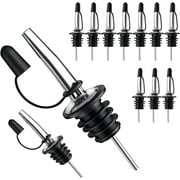 JTCAREERS 12 Pack Liquor Pour Spout, Pour Spouts for Bottles , Premium Stainless Steel Liquor Pour Spouts with Dust Caps, Leakproof & Easy-Clean for Bars, Restaurants