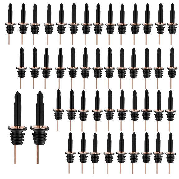 JTCAREERS 48 Pack Premium Stainless Steel Liquor Pour Spouts,Liquor Pour Spout for Liquor Bottles, Alcohol Pourer Spouts Dust Caps Long Covers,for Bars, Restaurants