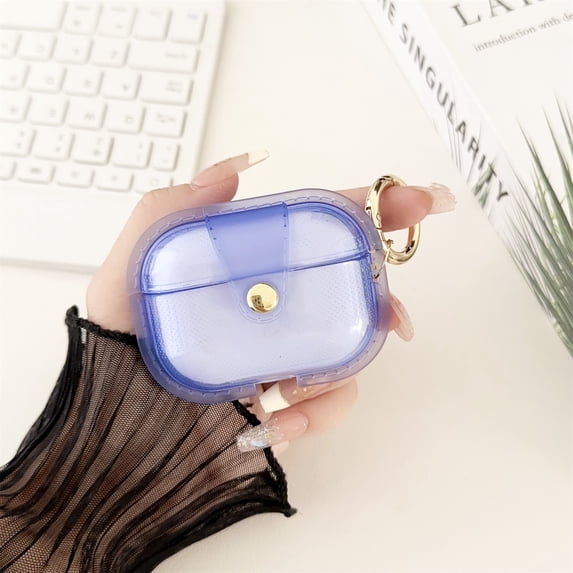 JTCASES for AirPods Pro 2 Case 2023/2022, Clear Soft TPU Protective Cover Compatible with Wireless Charging Case with Keychain & Buckle (Transparent Purple)