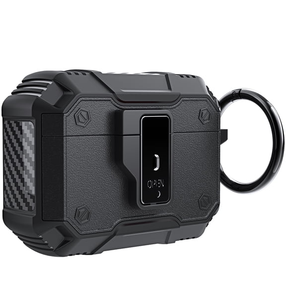 JTCASES for AirPods Pro 2019 Case, Military Grade Full Body Shockproof Protection Hard Cover, Support Wireless Charging with Keychain for Airpod Pro, Black