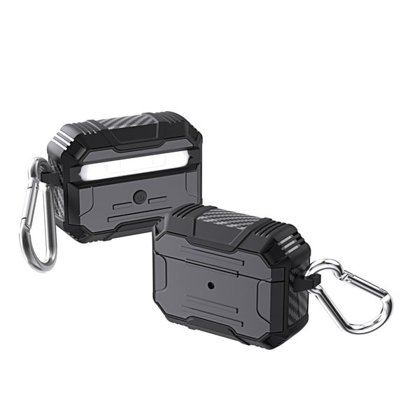 JTCASES for AirPods Pro 2019 Case, Wireless Charging with Keychain Hybird Two-layer Shockproof Anti-fall Full Protection for AirPods for Pro 2019, Black