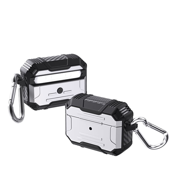 JTCASES for AirPods Pro 2019 Case, Wireless Charging with Keychain Hybird Two-layer Shockproof Anti-fall Full Protection for AirPods for Pro 2019, Silver