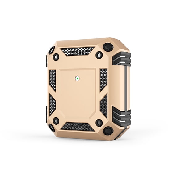 JTCASES Compatible with AirPods 1st & 2nd Case, Full-Body Rugged Hard PC Protective Cover with Keychain Shockproof Designed for AirPods 1st & 2nd, Gold