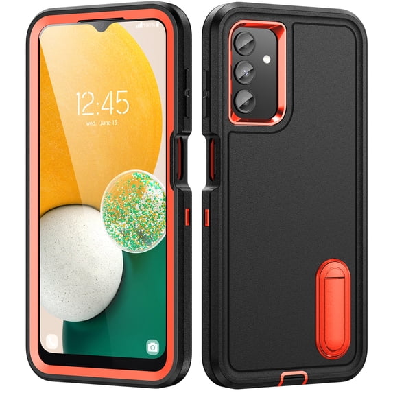JTCASES Compatible with Samsung Galaxy A03S Case Heavy Duty Protective Rugged Phone Case, Full Body Anti-dust Shockproof Drop Proof Armor Durable Cover for Galaxy A03S 6.5 inch, Black/Orange