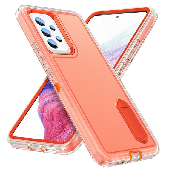 JTCASES Compatible with Samsung Galaxy A53 5G Case Heavy Duty Protective Rugged Phone Case, Full Body Anti-dust Shockproof Drop Proof Armor Durable Cover for Galaxy A53 5G 6.5 inch, Orange/Clear