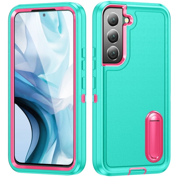JTCASES Compatible with Samsung Galaxy S22 Case Heavy Duty Protective Rugged Phone Case, Full Body Anti-dust Shockproof Drop Proof Armor Durable Cover for Galaxy S22 6.1 inch, Mint/Rose