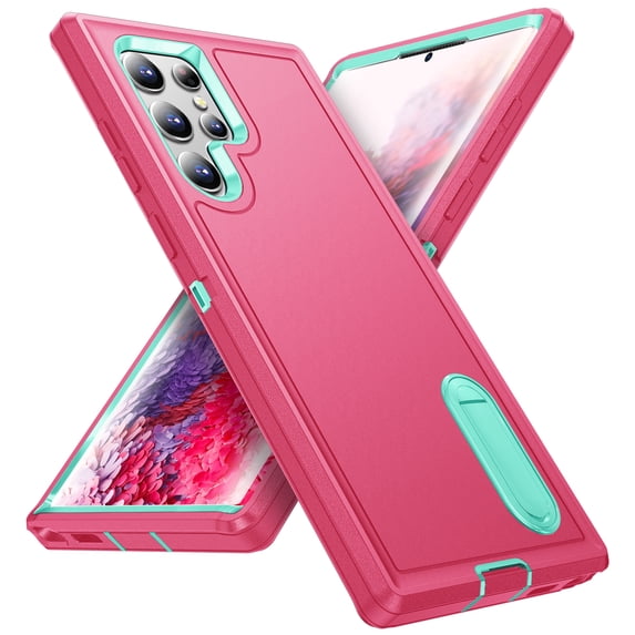 JTCASES Compatible with Samsung Galaxy S22 Ultra Case Heavy Duty Protective Rugged Phone Case, Full Body Anti-dust Shockproof Drop Proof Armor Cover for Galaxy S22 Ultra 6.8 inch, Rose/Mint