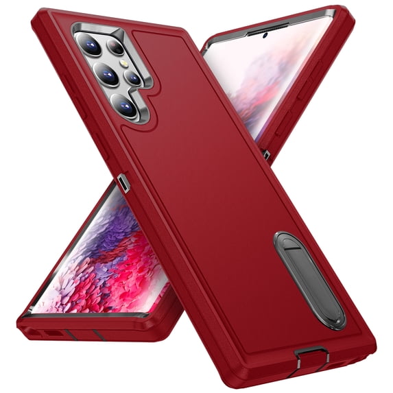 JTCASES Compatible with Samsung Galaxy S22 Ultra Case Heavy Duty Protective Rugged Phone Case, Full Body Anti-dust Shockproof Drop Proof Armor Cover for Galaxy S22 Ultra 6.8 inch, Red/Black