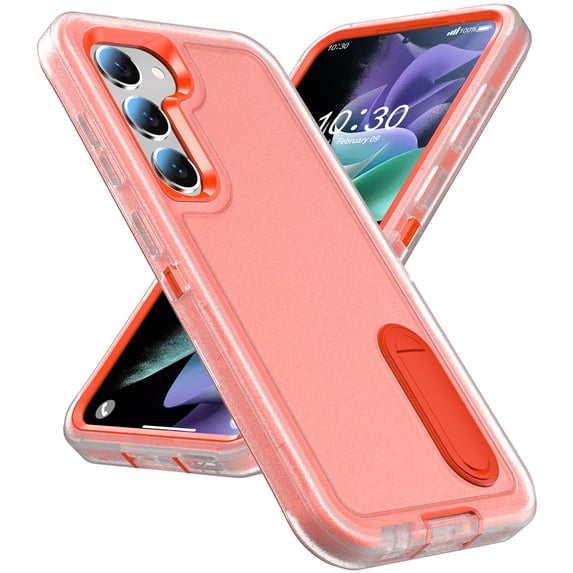 JTCASES Compatible with Samsung Galaxy S23 Case Heavy Duty Protective Rugged Phone Case, Full Body Anti-dust Shockproof Drop Proof Armor Durable Cover for Galaxy S23 6.1 inch, Orange/Clear