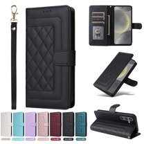 JTCASES Compatible with Samsung Galaxy S24 5G 6.2 inch Case Wallet Flip Folio Case [Kickstand] with RFID Blocking Card Holders [Shockproof] Wrist Strap Cover for Men Women Girls, Black