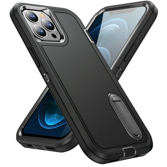 JTCASES Compatible with iPhone 12 & 12 Pro Case Heavy Duty Protective Rugged Phone Case, Full Body Anti-dust Shockproof Drop Proof Armor Durable Cover Case for iPhone 12 & 12 Pro 6.1", Black/Black