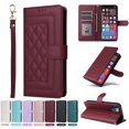 thumbnail image 1 of JTCASES Compatible with iPhone 12 Pro Max 6.7 inch Case Wallet Flip Folio Case [Kickstand] with RFID Blocking Card Holders [Shockproof] and Wrist Strap Phone Cover for Men Women Girls, Winered, 1 of 12