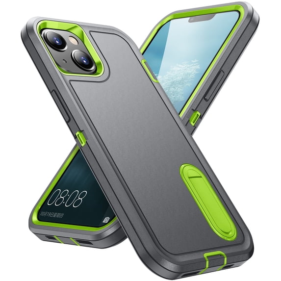 JTCASES Compatible with iPhone 14 Case Heavy Duty Protective Rugged Phone Case, Full Body Anti-dust Shockproof Drop Proof Armor Durable Cover Case for iPhone 14 6.1 inch, Gray/Green