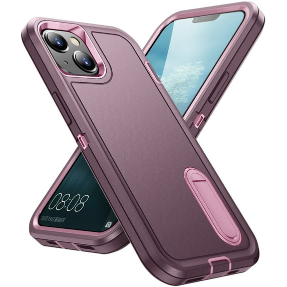 JTCASES Compatible with iPhone 14 Case Heavy Duty Protective Rugged Phone Case, Full Body Anti-dust Shockproof Drop Proof Armor Durable Cover Case for iPhone 14 6.1 inch, Purple/Pink