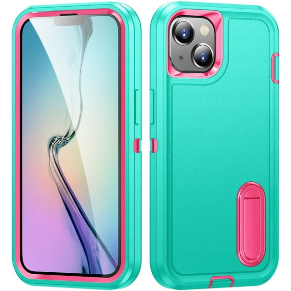 JTCASES Compatible with iPhone 15 Plus Case Heavy Duty Protective Rugged Phone Case, Full Body Anti-dust Shockproof Drop Proof Armor Durable Cover Case for iPhone 15 Plus 6.7 inch, Mint/Rose