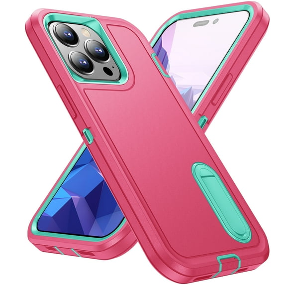 JTCASES Compatible with iPhone 16 Case Heavy Duty Protective Rugged Phone Case, Full Body Anti-dust Shockproof Drop Proof Armor Durable Cover Case for iPhone 16, Rose/Mint