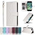 thumbnail image 1 of JTCASES Compatible with iPhone 7/8 Plus 5.5 inch Case Wallet Flip Folio Case [Kickstand] with RFID Blocking Card Holders [Shockproof] and Wrist Strap Phone Cover for Men Women Girls, White, 1 of 12