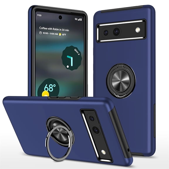 JTCASES for Googl Pixel 8A Case, Car Mount Bracket 2-layer Hybird Shockproof PC TPU Anti-fall Slim Fit Lightweight Magnetic Cover for Googl Pixel 8A - Blue