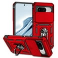 thumbnail image 1 of JTCASES for Google Pixel 7 Pro Case, Heavy Duty Protection Magnetic Car Mount Rotating Stand [Slide Camera Window] Rugged Shockproof Anti-fall Shell for Google Pixel 7 Pro, Red, 1 of 8