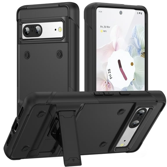 JTCASES for Google Pixel 7A Case, Foldable Kickstand Heavy Duty Protective Rugged Hybird Anti-slip Shockproof/Drop Resistant PC TPU Shell for Google Pixel 7A, Black