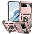 thumbnail image 1 of JTCASES for Google Pixel 8 Pro Case, Heavy Duty Protection Magnetic Car Mount Rotating Stand [Slide Camera Window] Rugged Shockproof Anti-fall Shell for Google Pixel 8 Pro, Rosegold, 1 of 8