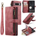 thumbnail image 1 of JTCASES for Google Pixel 8 Pro Wallet Case with Zipper Purse Card Holders Flip Stand Wrist Strap Magnetic Closure PU Leather Anti-scratch Support Wireless Charging Drop Resistant Shell, Red, 1 of 10