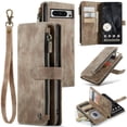 thumbnail image 1 of JTCASES for Google Pixel 8 Pro Wallet Case with Zipper Purse Card Holders Flip Stand Wrist Strap Magnetic Closure PU Leather Anti-scratch Support Wireless Charging Drop Resistant Shell, Brown, 1 of 10
