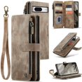 thumbnail image 1 of JTCASES for Google Pixel 8A Wallet Case with Zipper Purse Card Holders Flip Stand Wrist Strap Magnetic Closure PU Leather Anti-scratch Support Wireless Charging Drop Resistant Shell, Brown, 1 of 10