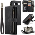 thumbnail image 1 of JTCASES for Google Pixel 8A Wallet Case with Zipper Purse Card Holders Flip Stand Wrist Strap Magnetic Closure PU Leather Anti-scratch Support Wireless Charging Drop Resistant Shell, Black, 1 of 10