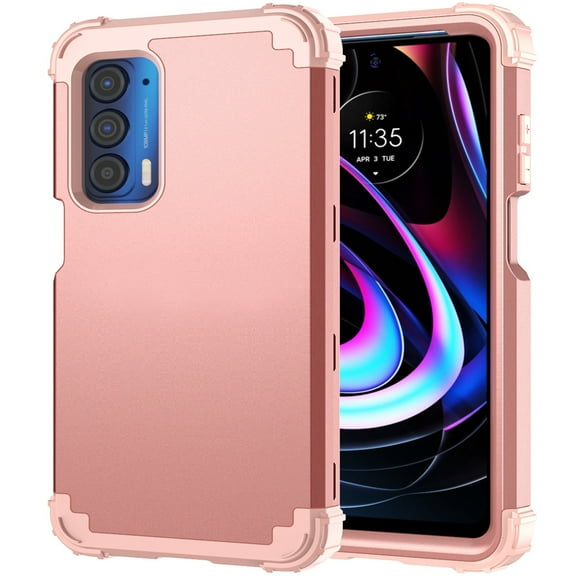 JTCASES for Motorola Moto Edge 2021 Case, Drop Resistant Corners, Wireless Charging, Heavy Duty Shockproof Hybrid Hard PC Bumper, Camera Protection, Skin-feel Anti-scratch Tough Cover, Rosegold