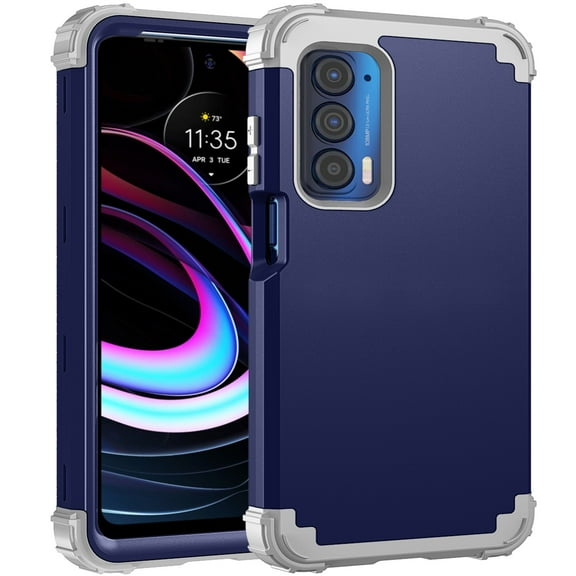 JTCASES for Motorola Moto Edge 2021 Case, Drop Resistant Corners, Wireless Charging, Heavy Duty Shockproof Hybrid Hard PC Bumper, Camera Protection, Skin-feel Anti-scratch Tough Cover, Darkblue