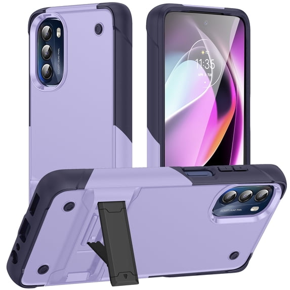 JTCASES for Motorola Moto G (2022) Case, Foldable Kickstand Heavy Duty Protective Rugged Hybird Anti-slip Shockproof/Drop Resistant PC TPU Shell for Motorola Moto G (2022), Lightpurple