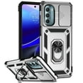 thumbnail image 1 of JTCASES for Motorola Moto G Stylus 2022 Case, Heavy Duty Protection Magnetic Car Mount Rotating Stand [Slide Camera Window] Rugged Shockproof Anti-fall Shell, Silver, 1 of 9